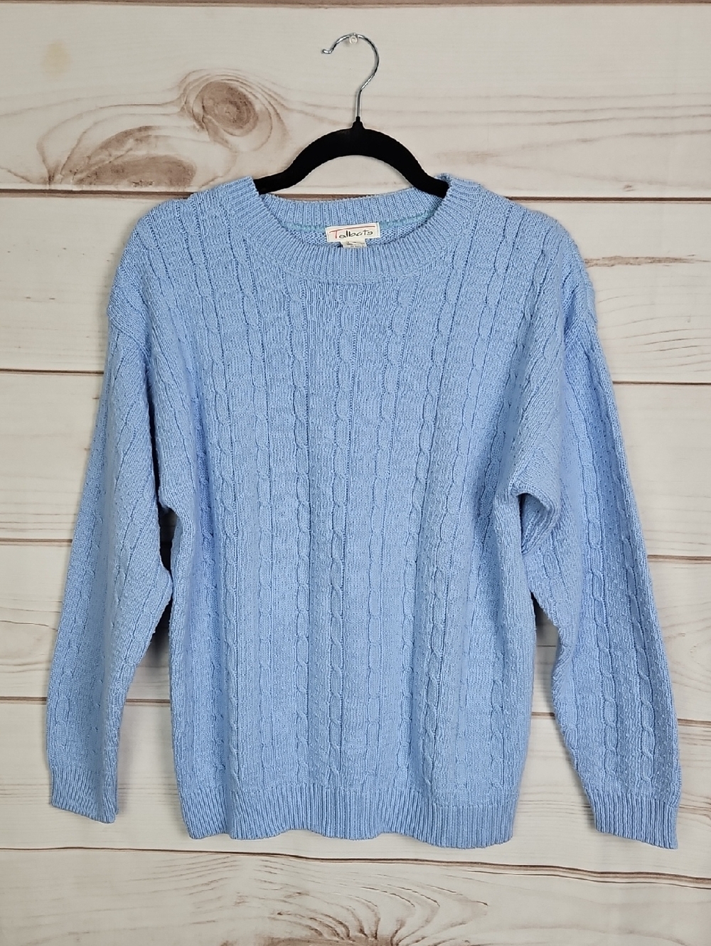 Vintage Talbots Baby Blue Cable Knit Sweater Size Small Tennis Prep Coquette